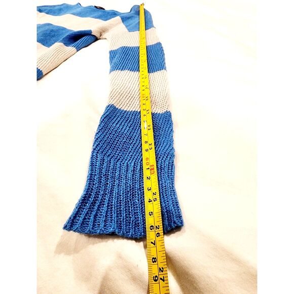 THEORY Women's Blue Gray Stripped Boat Neck Sweater Size Small Casual Chic Trend - Picture 7 of 9